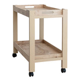 Burl Wood Veneer 2-Tier Bar Cart on Casters, Natural