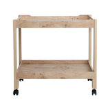 Burl Wood Veneer 2-Tier Bar Cart on Casters, Natural