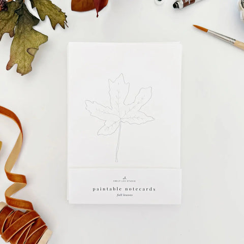 Fall Leaves Paintable Notecards by Emily Lex