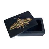 Sphinx Moth Black Soapstone Trinket Jewelry Box