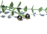Pressed Flower Stud Earrings - Queen Anne's Lace on Black, Silver