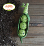 Crochet Your Veggies Amigurumi Kit Peapod: Everything You Need Is Included: 100%-Cotton Yarn, Crochet Hook, Stitch Marker, Tapestry Needle, Fiberfill by Schiffer Publishing