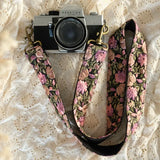Primrose Dark - Handmade Embroidered Phone Cord/Bag Handle/Camera Strap