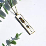 Pressed Flower Bar Necklace, Lavender on White, Antique Bronze