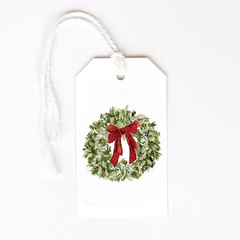Red Bow Wreath Gift Tags