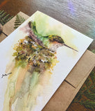 Nesting Hummingbird A7 Watercolor Greeting Card