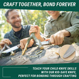 Young Explorers Knife - Carbon Steel Blued-Blade Bushcraft Knife for Kids with Leather Sheath