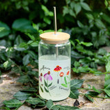 Wildflower Botanicals Glass Coffee Tumbler Cup