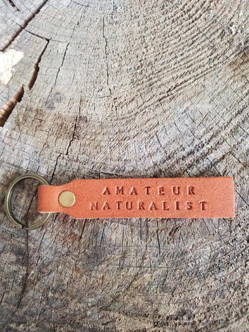 'Amateur Naturalist' Stamped Leather Keychain