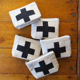 Compact First Aid Pouch – Handmade Medical Travel Kit: Cream & Black