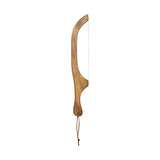 Natural Wood Bread Bow Knife with Stainless Steel Blade & Faux Leather Tie