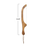 Natural Wood Bread Bow Knife with Stainless Steel Blade & Faux Leather Tie