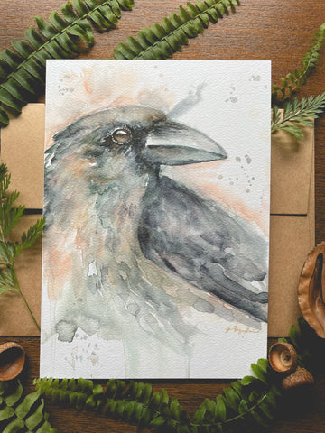 Crow Watercolor A7 Greeting Card