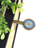 Pressed Flower Bookmark - Fleabane, Large Circle, Antique Bronze