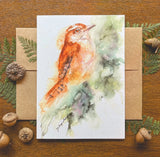Carolina Wren A7 Watercolor Greeting Card
