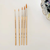 Watercolor Paintbrush Set of Five Wood Brushes