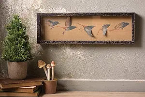 Framed Paper Flying Birds Under Glass