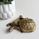 Antiqued Brass Turtle Box Tabletop Desk Decor