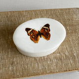 Buckeye Butterfly White Oval Soapstone Jewelry Storage Box