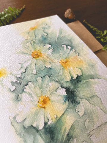 Wild Daisies Watercolor A7 Greeting Card