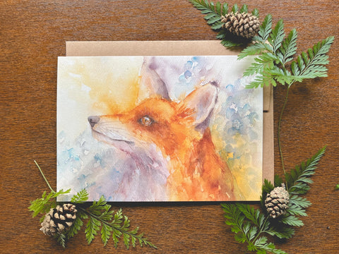 Dawn Fox Watercolor A7 Greeting Card