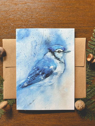 Blue Jay Watercolor A7 Greeting Card