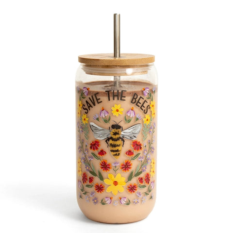 Save The Bees Glass Tumbler
