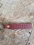 'Cattail Lover' Stamped Leather Keychain