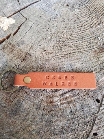 'Creek Walker' Stamped Leather Keychain