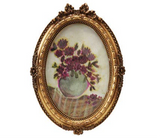 Pewter & Glass Photo Frames with Art, Set of 6
