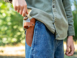 Young Explorers Knife - Carbon Steel Blued-Blade Bushcraft Knife for Kids with Leather Sheath