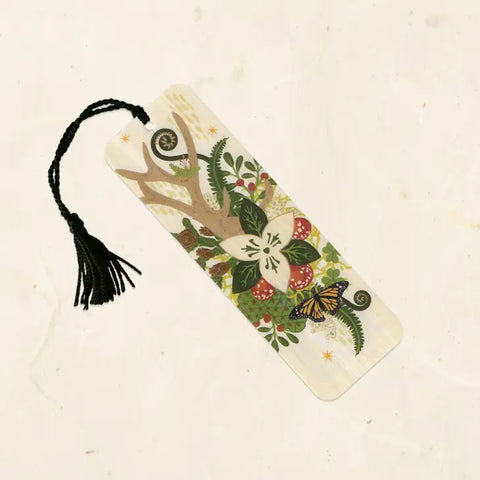 Cascadian Bouquet Wood Bookmark with Tassel