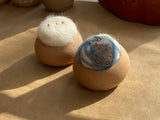 Handmade Pin Cushion - Hazelnut Ceramic Vessel & Local Wool