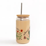 Wildflower Botanicals Glass Coffee Tumbler Cup