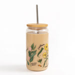 Wildflower Botanicals Glass Coffee Tumbler Cup
