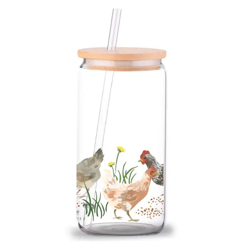 Chickens Glass Coffee Cup Tumbler