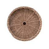 Decorative Hand-Woven Rattan Pedestal with Braided Rim, Natural