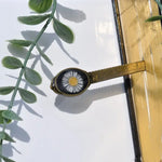 Pressed Flower Bookmark - Fleabane, Oval, Antique Bronze