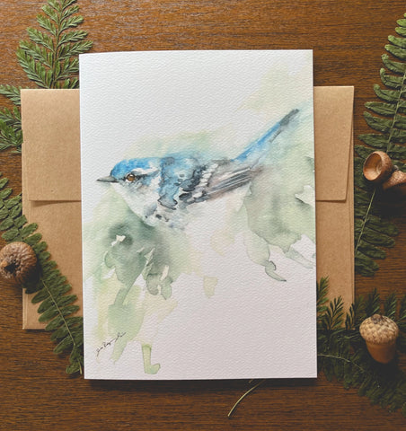 Cerulean Warbler Watercolor A7 Greeting Card