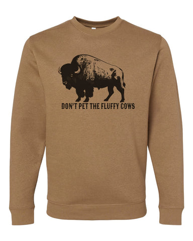 Don't Pet the Fluffy Cows Adult Bison Crew Sweatshirt