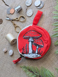Coin Pouch | Mushroom - Red Zipper Bag with Waterproof Lining (Copy)
