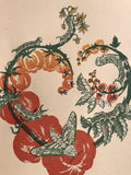 Tomatoes Screenprint 10 x 10in with Tomato Hornworms