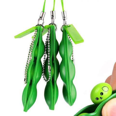 Squeeze Pea Bean Fidget Keychain Toy
