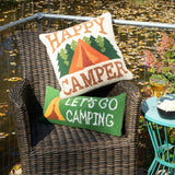 Happy Camper Hook Accent Pillow - Camping Tent & Pine Tree Decor
