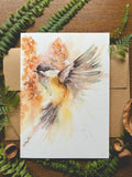 Spring Chickadee Watercolor A7 Greeting Card