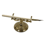 Polished Brass Pen Holder and Bone Nib Pen - Writing Supplies