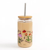 Wildflower Botanicals Glass Coffee Tumbler Cup