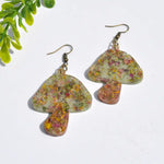 Pressed Flower Mushroom Earrings, Wildflowers