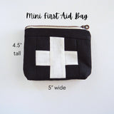 Compact First Aid Pouch – Handmade Medical Travel Kit: Cream & Black