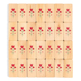 Scandinavian Floral Diamond Wooden Domino Game Set